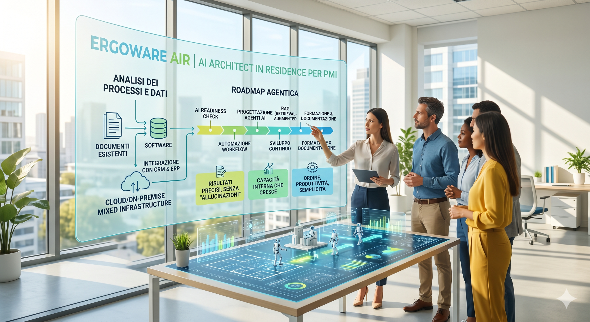 AI Architect in Residence roadmap for SMEs with process analysis, AI agents, RAG and team training